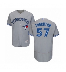 Men's Toronto Blue Jays #57 Trent Thornton Grey Road Flex Base Authentic Collection Baseball Player Jersey
