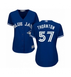 Women's Toronto Blue Jays #57 Trent Thornton Authentic Blue Alternate Baseball Player Jersey
