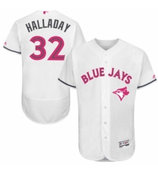 Men's Majestic Toronto Blue Jays #32 Roy Halladay Authentic White 2016 Mother's Day Fashion Flex Base MLB Jersey Men's Majestic Toronto Blue Jays #32 Roy Halladay Authentic White 2016 Mother's Day Fashion Flex Base MLB Jersey