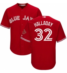 Men's Majestic Toronto Blue Jays #32 Roy Halladay Replica Scarlet Alternate Cool Base MLB Jersey Men's Majestic Toronto Blue Jays #32 Roy Halladay Replica Scarlet Alternate Cool Base MLB Jersey