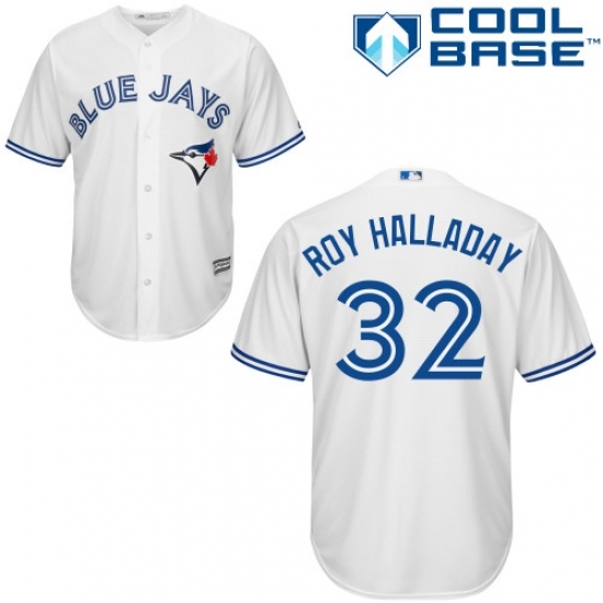 Men's Majestic Toronto Blue Jays #32 Roy Halladay Replica White Home MLB Jersey Men's Majestic Toronto Blue Jays #32 Roy Halladay Replica White Home MLB Jersey