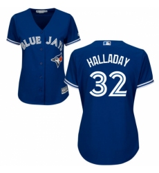 Women's Majestic Toronto Blue Jays #32 Roy Halladay Replica Blue Alternate MLB Jersey Women's Majestic Toronto Blue Jays #32 Roy Halladay Replica Blue Alternate MLB Jersey