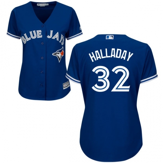 Women's Majestic Toronto Blue Jays #32 Roy Halladay Replica Blue Alternate MLB Jersey Women's Majestic Toronto Blue Jays #32 Roy Halladay Replica Blue Alternate MLB Jersey