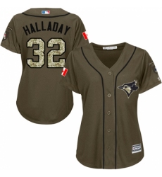 Women's Majestic Toronto Blue Jays #32 Roy Halladay Replica Green Salute to Service MLB Jersey Women's Majestic Toronto Blue Jays #32 Roy Halladay Replica Green Salute to Service MLB Jersey