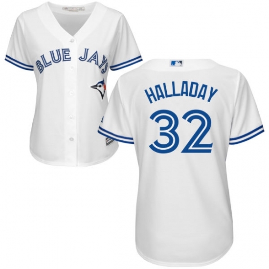 Women's Majestic Toronto Blue Jays #32 Roy Halladay Replica White Home MLB Jersey Women's Majestic Toronto Blue Jays #32 Roy Halladay Replica White Home MLB Jersey