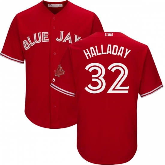 Youth Majestic Toronto Blue Jays #32 Roy Halladay Replica Scarlet Alternate MLB Jersey Youth Majestic Toronto Blue Jays #32 Roy Halladay Replica Scarlet Alternate MLB Jersey