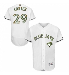 Men's Majestic Toronto Blue Jays #29 Joe Carter Authentic White 2016 Memorial Day Fashion Flex Base MLB Jersey