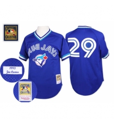 Men's Mitchell and Ness Toronto Blue Jays #29 Joe Carter Authentic Blue Throwback MLB Jersey