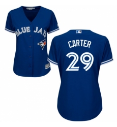 Women's Majestic Toronto Blue Jays #29 Joe Carter Replica Blue Alternate MLB Jersey