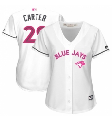 Women's Majestic Toronto Blue Jays #29 Joe Carter Replica White Mother's Day Cool Base MLB Jersey