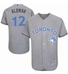Men's Majestic Toronto Blue Jays #12 Roberto Alomar Authentic Gray 2016 Father's Day Fashion Flex Base MLB Jersey