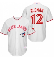 Men's Majestic Toronto Blue Jays #12 Roberto Alomar Authentic White 2015 Canada Day MLB Jersey