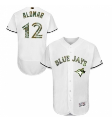 Men's Majestic Toronto Blue Jays #12 Roberto Alomar Authentic White 2016 Memorial Day Fashion Flex Base MLB Jersey