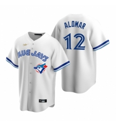 Men's Nike Toronto Blue Jays #12 Roberto Alomar White Cooperstown Collection Home Stitched Baseball Jersey