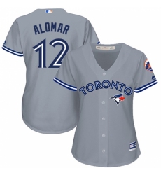 Women's Majestic Toronto Blue Jays #12 Roberto Alomar Authentic Grey Road MLB Jersey