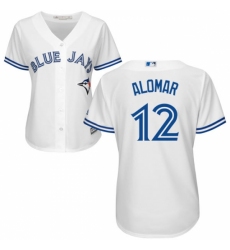 Women's Majestic Toronto Blue Jays #12 Roberto Alomar Replica White Home MLB Jersey