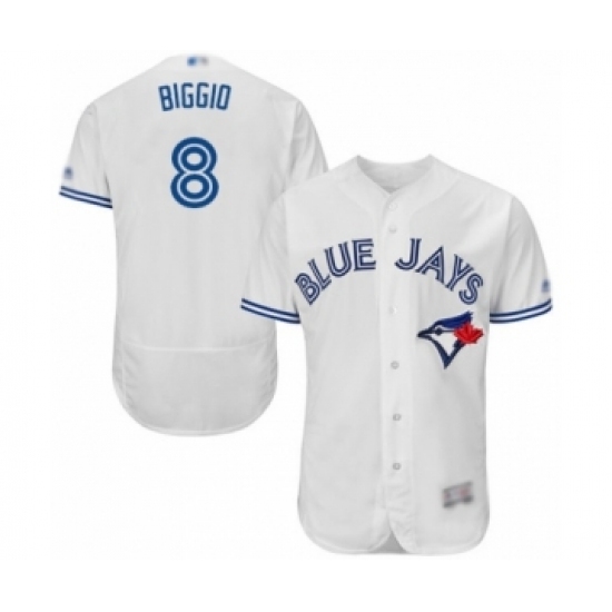 Men's Toronto Blue Jays #8 Cavan Biggio White Home Flex Base Authentic Collection Baseball Player Jersey Men's Toronto Blue Jays #8 Cavan Biggio White Home Flex Base Authentic Collection Baseball Player Jersey