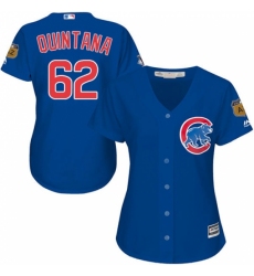 Women's Majestic Chicago Cubs #62 Jose Quintana Replica Royal Blue Alternate MLB Jersey