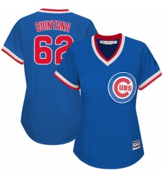 Women's Majestic Chicago Cubs #62 Jose Quintana Replica Royal Blue Cooperstown MLB Jersey