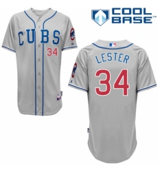 Men's Majestic Chicago Cubs #34 Jon Lester Authentic Grey Alternate Road Cool Base MLB Jersey