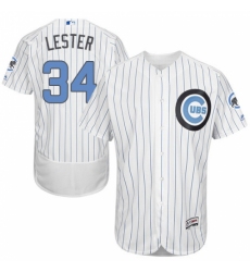Men's Majestic Chicago Cubs #34 Jon Lester Authentic White 2016 Father's Day Fashion Flex Base MLB Jersey