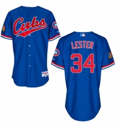 Men's Majestic Chicago Cubs #34 Jon Lester Replica Blue 1994 Turn Back The Clock MLB Jersey