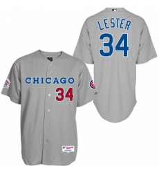 Men's Majestic Chicago Cubs #34 Jon Lester Replica Grey 1990 Turn Back The Clock MLB Jersey