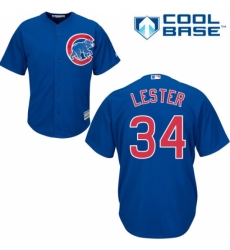 Men's Majestic Chicago Cubs #34 Jon Lester Replica Royal Blue Alternate Cool Base MLB Jersey