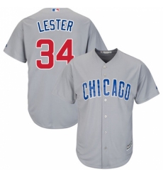 Youth Majestic Chicago Cubs #34 Jon Lester Replica Grey Road Cool Base MLB Jersey