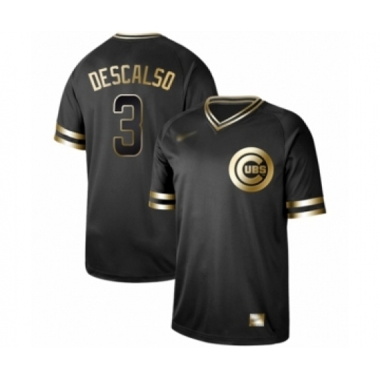 Men's Chicago Cubs #3 Daniel Descalso Authentic Black Gold Fashion Baseball Jersey Men's Chicago Cubs #3 Daniel Descalso Authentic Black Gold Fashion Baseball Jersey