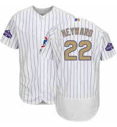 Men's Majestic Chicago Cubs #22 Jason Heyward Authentic White 2017 Gold Program Flex Base MLB Jersey