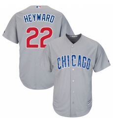 Men's Majestic Chicago Cubs #22 Jason Heyward Replica Grey Road Cool Base MLB Jersey