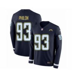 Men's Nike Los Angeles Chargers #93 Darius Philon Limited Navy Blue Therma Long Sleeve NFL Jersey