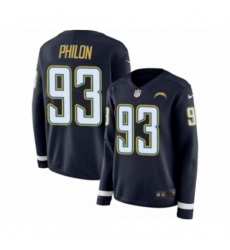 Women's Nike Los Angeles Chargers #93 Darius Philon Limited Navy Blue Therma Long Sleeve NFL Jersey