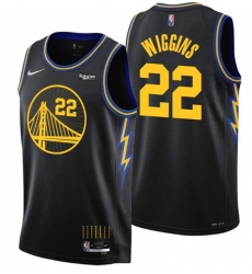 Men's Golden State Warriors #22 Andrew Wiggins 2021-22 City Edition Black 75th Anniversary Stitched Basketball Jersey