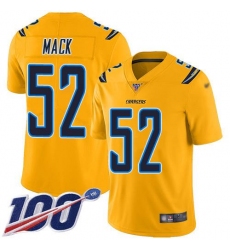 Men's Nike Los Angeles Chargers #52 Khalil Mack Gold Stitched NFL Limited Inverted Legend 100th Season Jersey