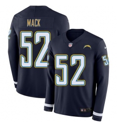 Men's Nike Los Angeles Chargers #52 Khalil Mack Navy Blue Team Color Stitched NFL Limited Therma Long Sleeve Jersey