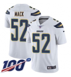 Men's Nike Los Angeles Chargers #52 Khalil Mack White Stitched NFL 100th Season Vapor Limited Jersey