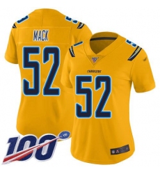Women's Nike Los Angeles Chargers #52 Khalil Mack Gold Stitched NFL Limited Inverted Legend 100th Season Jersey