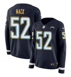 Women's Nike Los Angeles Chargers #52 Khalil Mack Navy Blue Team Color Stitched NFL Limited Therma Long Sleeve Jersey
