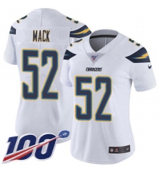 Women's Nike Los Angeles Chargers #52 Khalil Mack White Stitched NFL 100th Season Vapor Limited Jersey