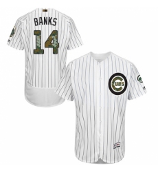 Men's Majestic Chicago Cubs #14 Ernie Banks Authentic White 2016 Memorial Day Fashion Flex Base MLB Jersey