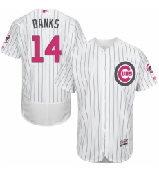 Men's Majestic Chicago Cubs #14 Ernie Banks Authentic White 2016 Mother's Day Fashion Flex Base MLB Jersey