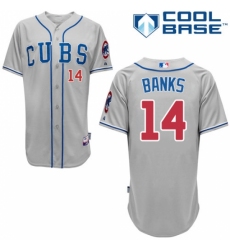 Men's Majestic Chicago Cubs #14 Ernie Banks Replica Grey Alternate Road Cool Base MLB Jersey