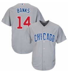 Men's Majestic Chicago Cubs #14 Ernie Banks Replica Grey Road Cool Base MLB Jersey