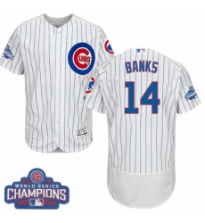 Men's Majestic Chicago Cubs #14 Ernie Banks White 2016 World Series Champions Flexbase Authentic Collection MLB Jersey