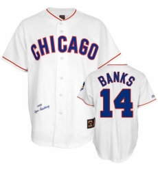 Men's Mitchell and Ness Chicago Cubs #14 Ernie Banks Replica White 1968 Throwback MLB Jersey