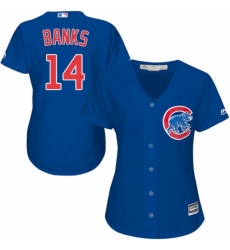 Women's Majestic Chicago Cubs #14 Ernie Banks Authentic Royal Blue Alternate MLB Jersey