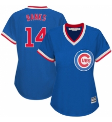 Women's Majestic Chicago Cubs #14 Ernie Banks Replica Royal Blue Cooperstown MLB Jersey