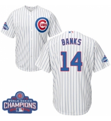 Youth Majestic Chicago Cubs #14 Ernie Banks Authentic White Home 2016 World Series Champions Cool Base MLB Jersey